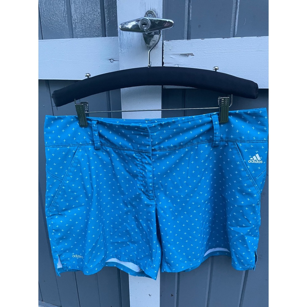 Adidas Adizero Golf Shorts Blue Star Print Womens Size 10 Performance Athletic